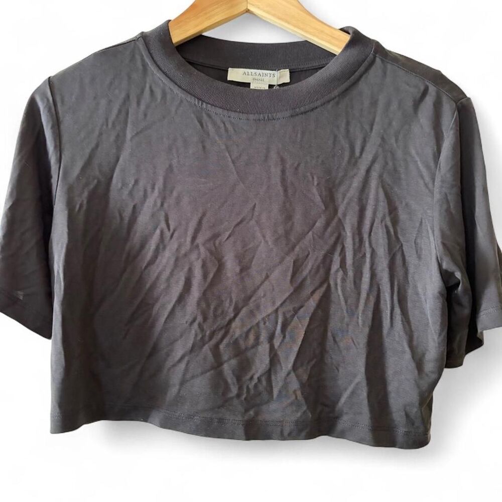 New with Tags Allsaints Women's Black Hennie Wilde Crop Top T-shirt Size S